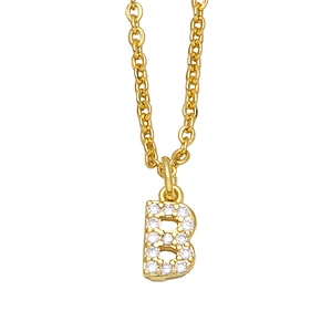 18k Gold Plated DIY Letters Necklace With CZ Diamond Pendant