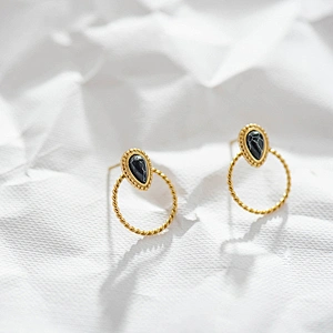 Stainless Steel Water Drop Stone Earrings Nickel Free