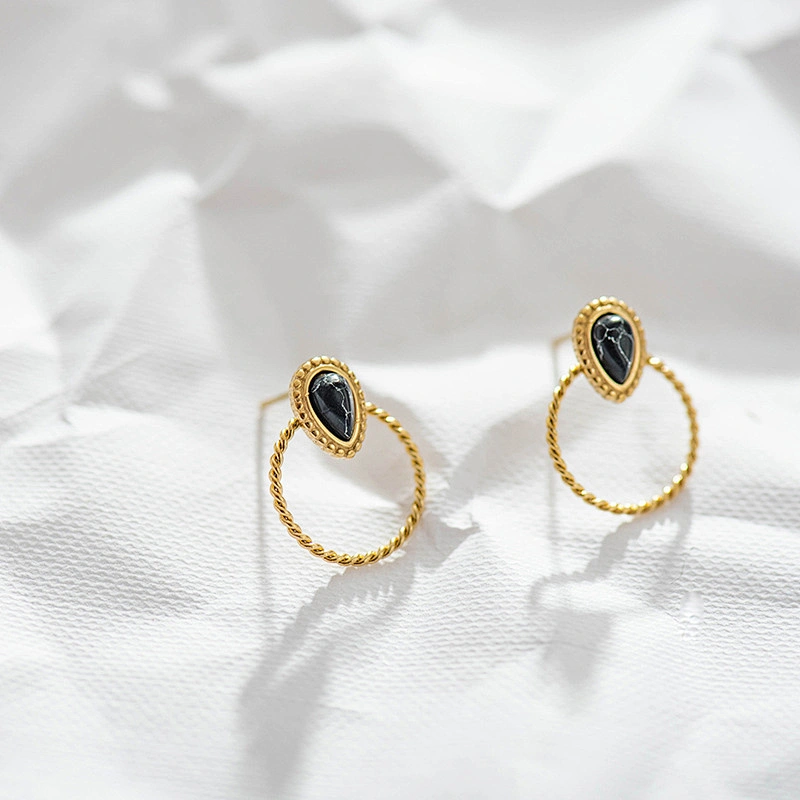 Stainless Steel Water Drop Stone Earrings Nickel Free