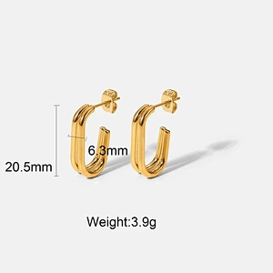 Trend Hoop Earrings Titanium Steel C-Shaped Stud Earrings