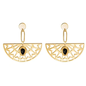 Stainless Steel Gold Color Semicircle Hollow Earrings