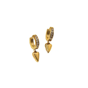 Gold Heart Drop Earrings Stainless Steel Zirconia Earrings