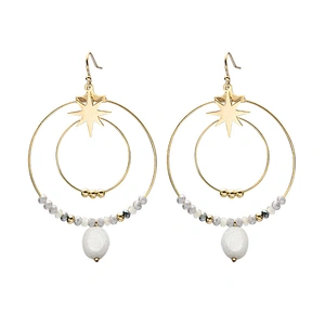 Handmade Beaded Large Hoop Stainless Steel Drop Earrings