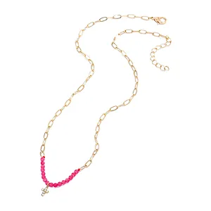 Fashion Colorful Beads Necklace Small Cross Pendant Necklace