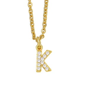 18k Gold Plated DIY Letters Necklace With CZ Diamond Pendant