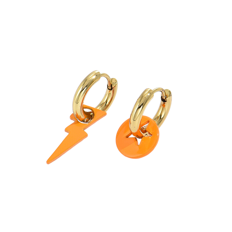 Simple Lightning Drop Earrings Stainless Steel Hoop Earrings