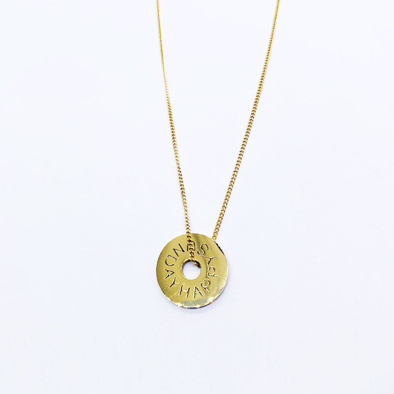 Gold Plated Steel Jewelry Chain Icon Pendant Necklace