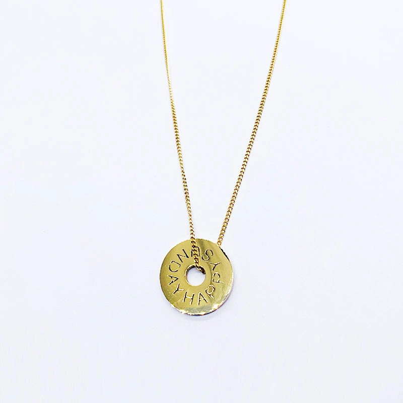 Gold Plated Steel Jewelry Chain Icon Pendant Necklace