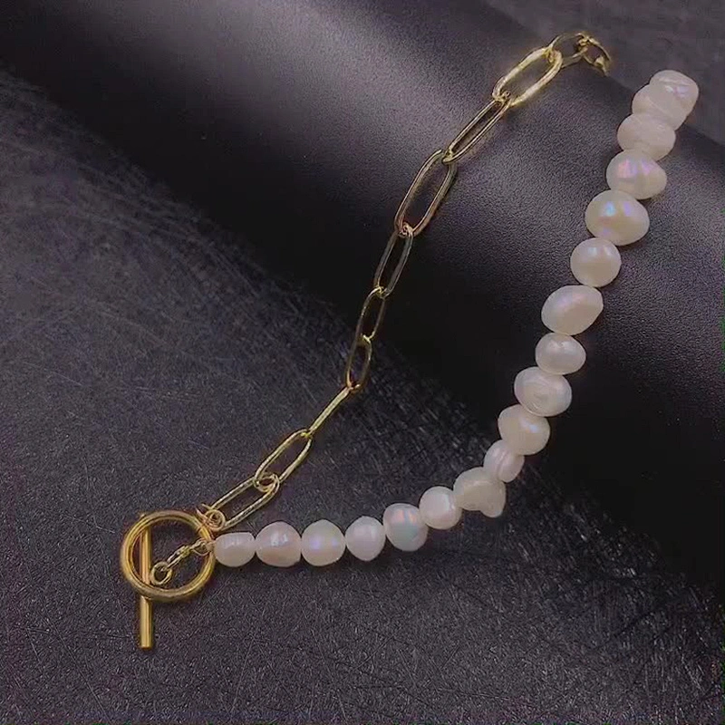 Fashion Pearl OT Buckle Oval Necklace Female Clavicle Chain