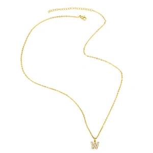18k Gold Plated DIY Letters Necklace With CZ Diamond Pendant