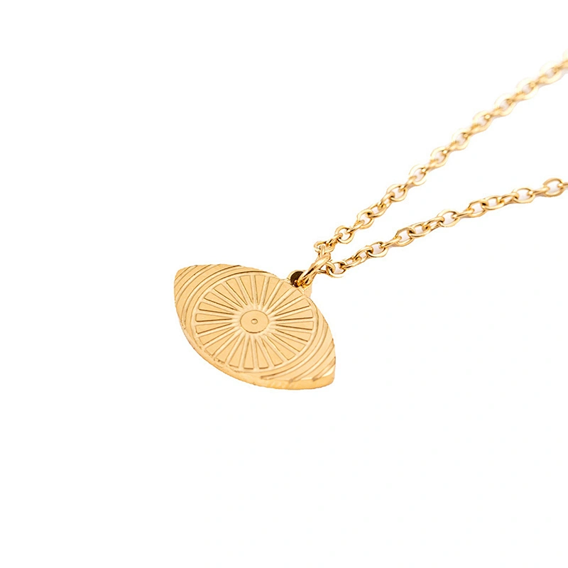 Vintage Gold Eye Pendant Titanium Steel Necklace