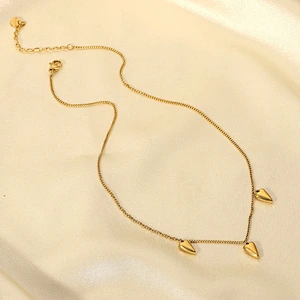Simple Stainless Steel Gold Love Pendant Necklace Women