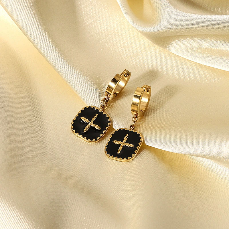 Lovely Drop Earrings Stainless Steel Cross Earrings