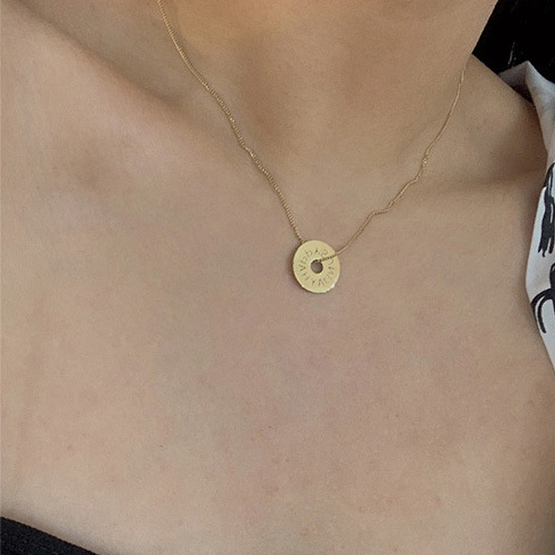 Gold Plated Steel Jewelry Chain Icon Pendant Necklace