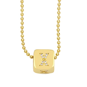 Geometric Gold Plated Zirconia Letters Pendant Necklace