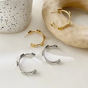 Metal Stainless Steel Earrings Gold C Shape Earrings
