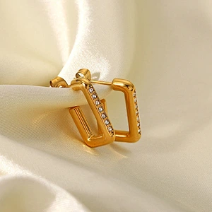 Simple Square Hollow Earrings Titanium Steel Earrings