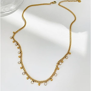 Vintage Titanium Steel Zircon Pendant Necklace