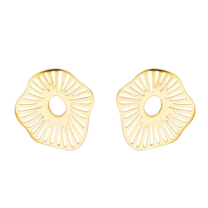Simple Design Golden Hollow Earrings Nickel Free Stainless Steel