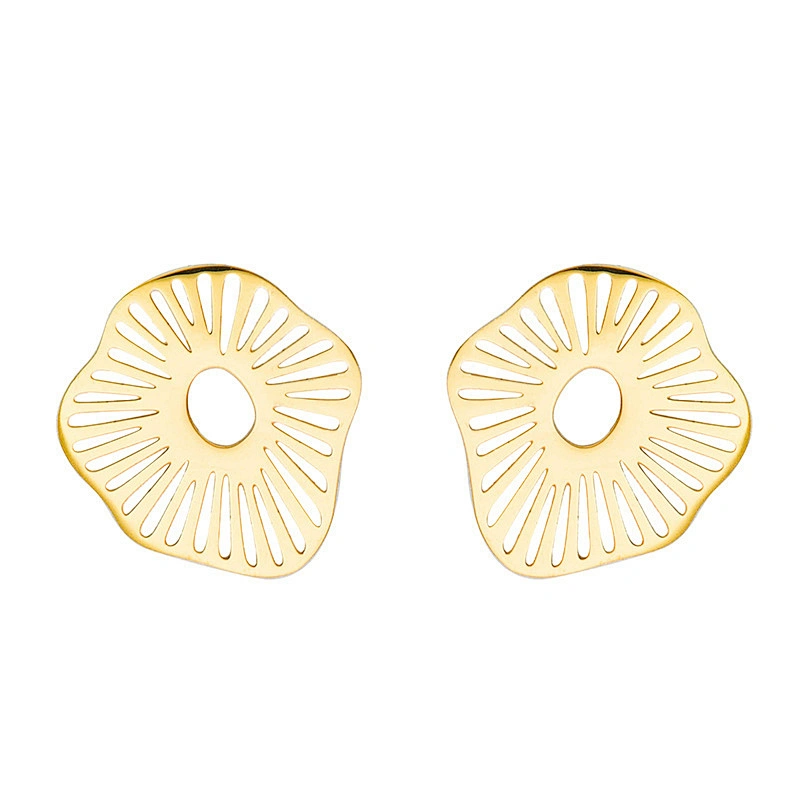 Simple Design Golden Hollow Earrings Nickel Free Stainless Steel