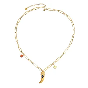 Vintage Simple Stainless Steel Hollow Gold Chain Necklace