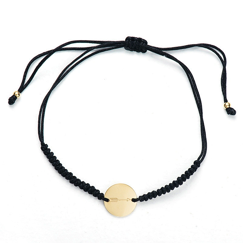 Stainless Steel Braided Rope Bracelet Coin Shape Chips Anklet