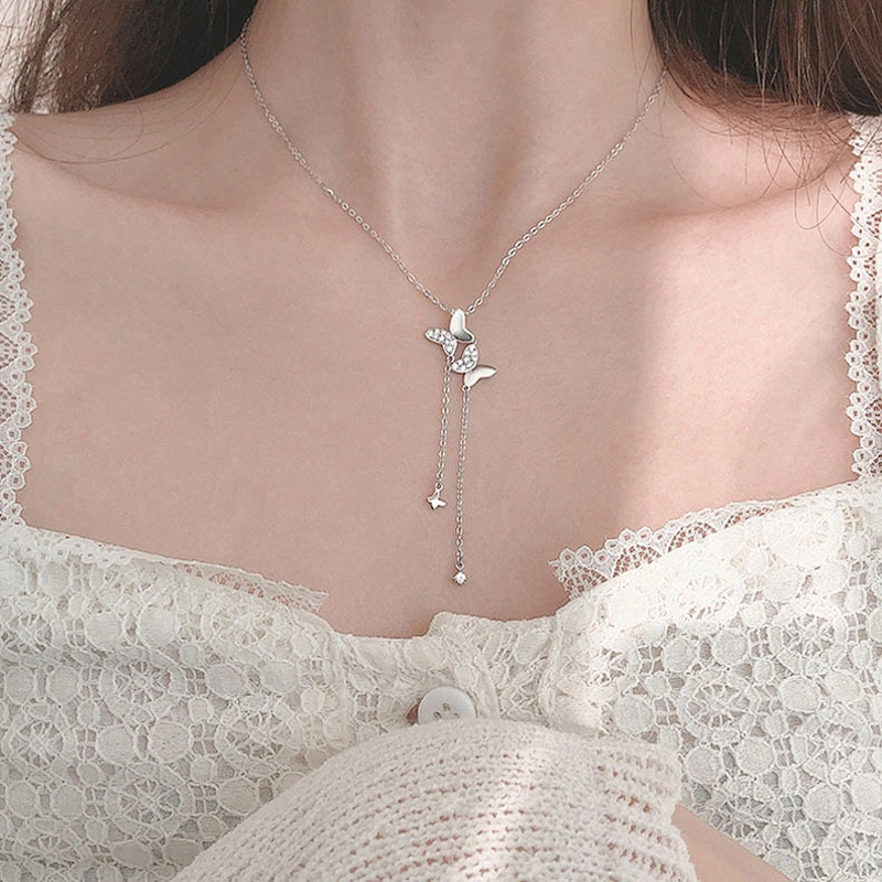New Brass Chain Necklace Copper Plated Butterfly Chain Necklace