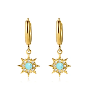 Vintage Diamond Earrings Star Pendant Hoop Earrings