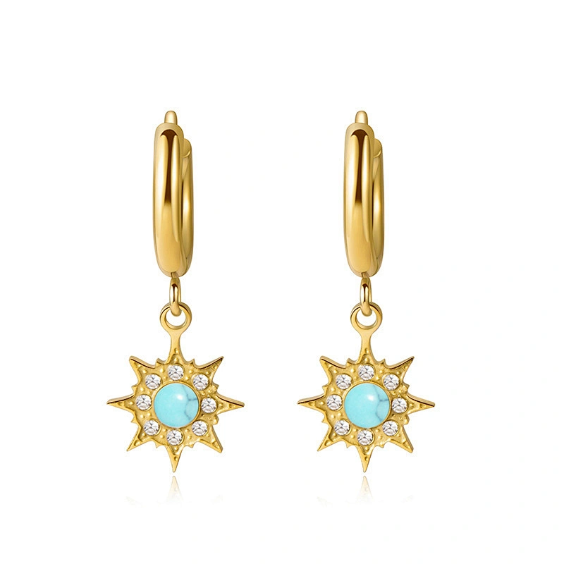 Vintage Diamond Earrings Star Pendant Hoop Earrings