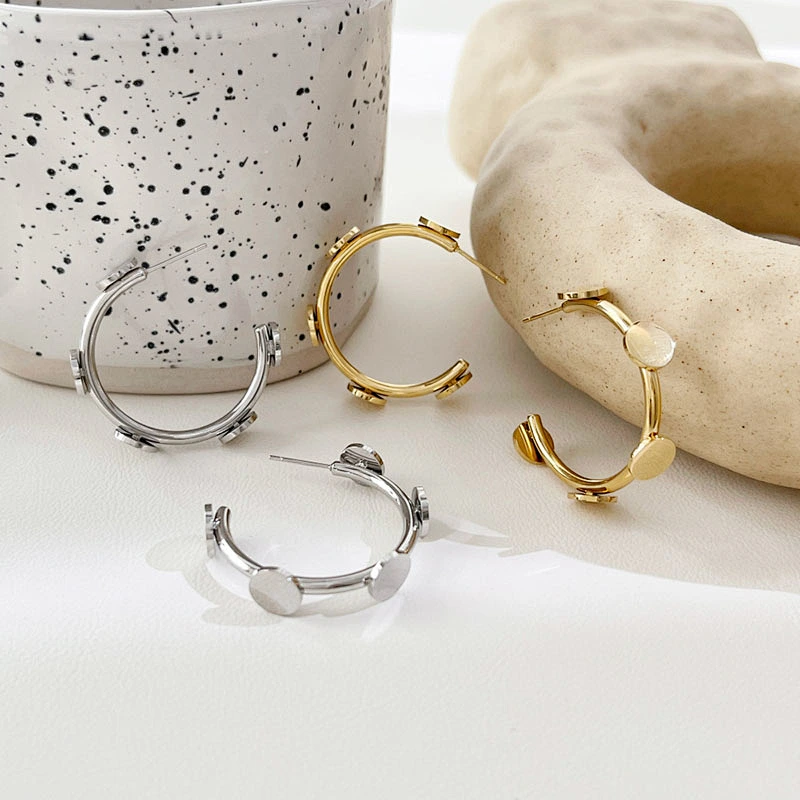 Metal Stainless Steel Earrings Gold C Shape Earrings