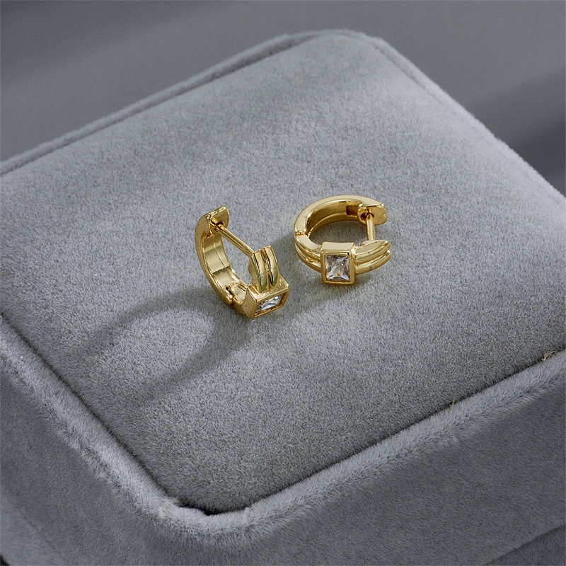 Rock Style Zircon Earrings Copper Plated Hoop Earrings