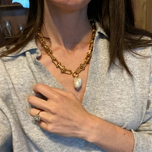 Fashion Freshwater Pearls Gold Plated Chain Necklace