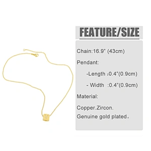 Geometric Gold Plated Zirconia Letters Pendant Necklace