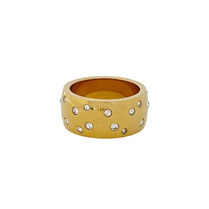 Fashion Simple Titanium Steel Zircon Ring