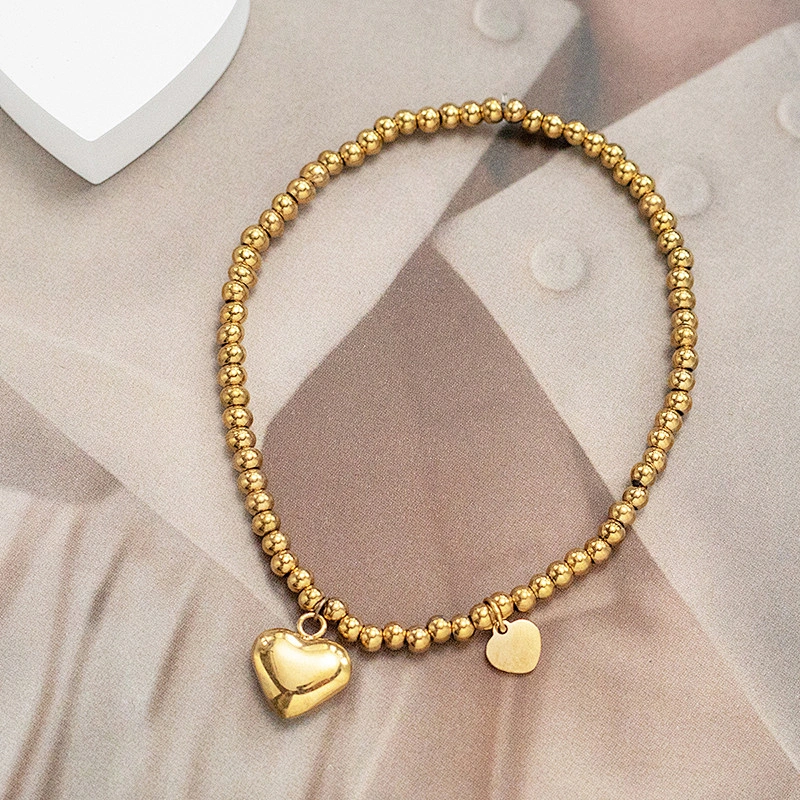 Titanium Beaded Jewelry Fashion Heart Pendant Bracelet