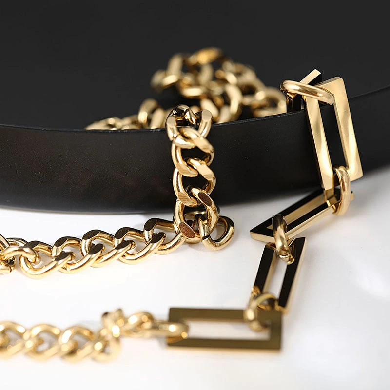 18K Gold Plated Stainless Steel Chunky Faceted Chain Necklace