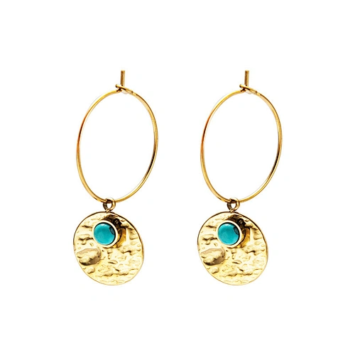 Stainless Steel Earrings Icon Shape Inlaid Turquoise Jewelry