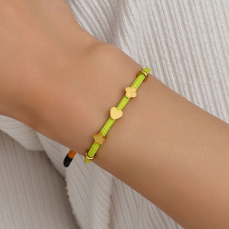 Bohemian Colorful Braided Stars Fluorescent Heart Bracelet