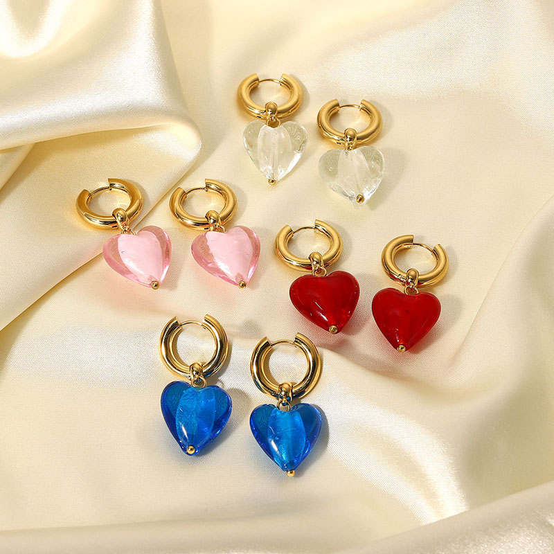 Retro Fashion Gold Hoop Earrings New Heart Stud Earrings