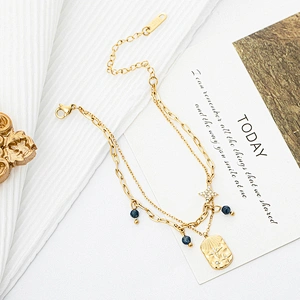 Natural Stone Stainless Steel Handmade Zircon Bracelet