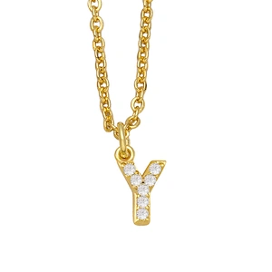 18k Gold Plated DIY Letters Necklace With CZ Diamond Pendant