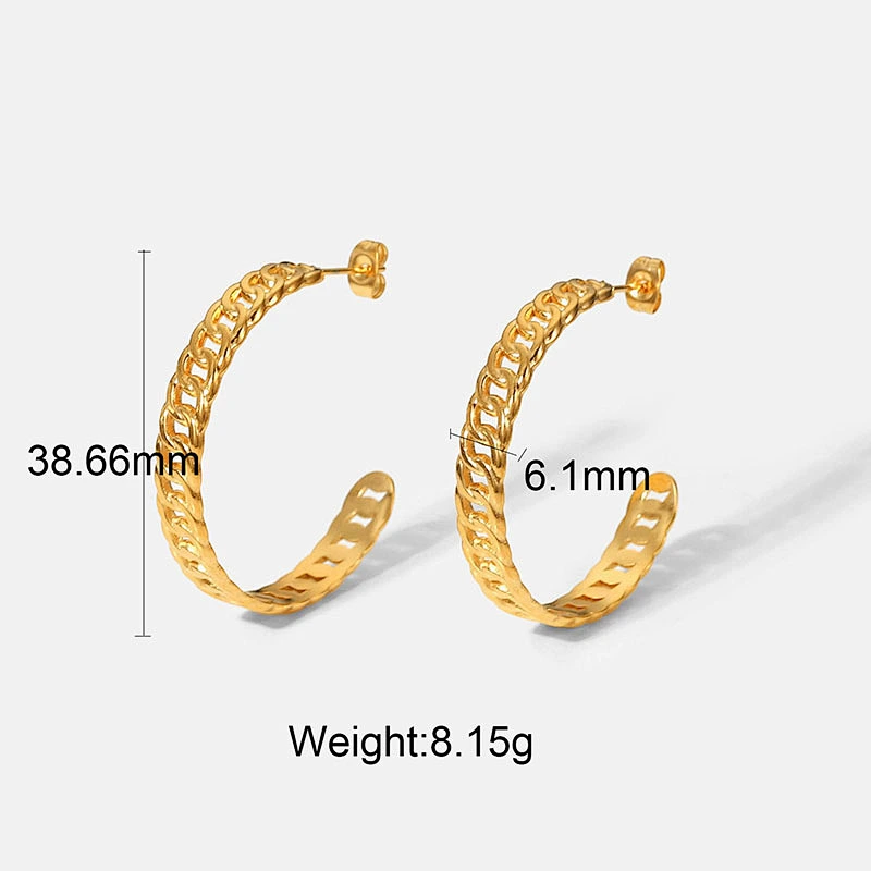 Trend Hoop Earrings Titanium Steel C-Shaped Stud Earrings