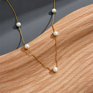 Minimalist Pearl Gold Color Chain Necklace Women Gift