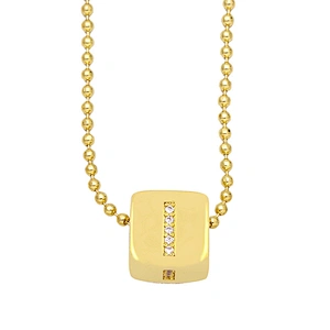 Geometric Gold Plated Zirconia Letters Pendant Necklace