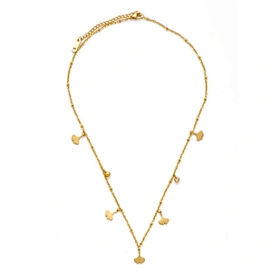Chain Women Stainless Steel Ginkgo Biloba Pendants Necklace