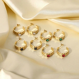C Shape Zircon Earrings Women's Vintage Earrings
