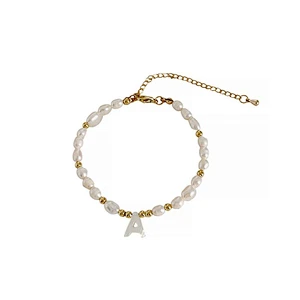 Fresh Water Pearl Shell Multi-Letter Pendant Bracelet