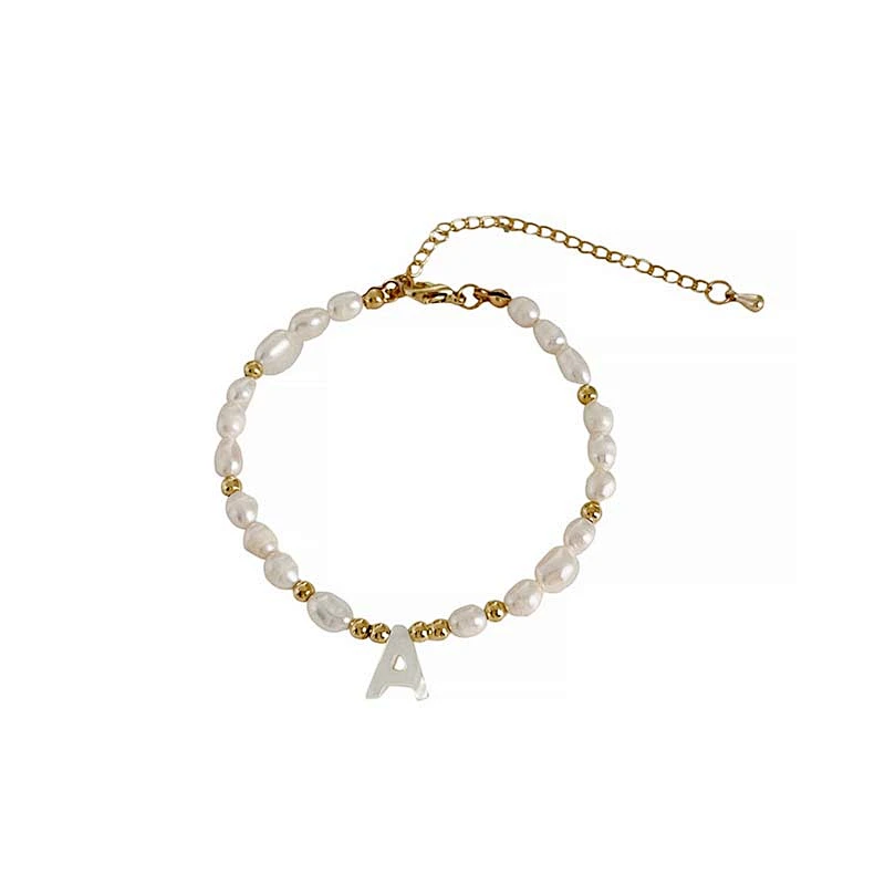 Fresh Water Pearl Shell Multi-Letter Pendant Bracelet