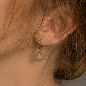 Fashion Stainless Steel Hollow Pentagram Earrings