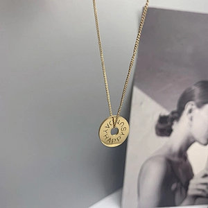 Gold Plated Steel Jewelry Chain Icon Pendant Necklace